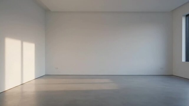Serene Studio Apartment Morning The gradual brightening of a spacious, neutral-toned interior, devoid of clutter.