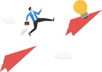 Fototapeta premium Jumping Towards Innovation and Creative Growth Path
