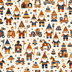 小人と木のおもちゃの