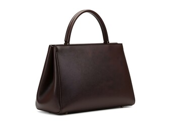 Naklejka premium Elegant brown leather handbag with structured shape and top handles