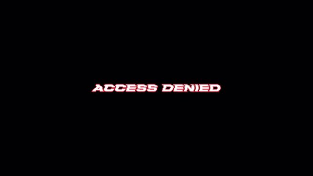 Futuristic Red Glitch Access Denied Text Transparent Animation