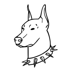 simple spiked collar dog outline vector sketch