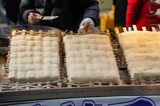 Close up of Hairy Tofu (Mao Doufu) in Chengdu street.