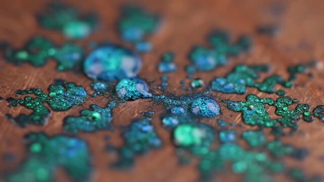 Abstract Patina Patterns Artistic, high-resolution video of unique and organic patterns formed by the copper green bloom, suitable for design backgrounds.