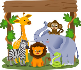 Naklejka premium animals in jungle wildlife