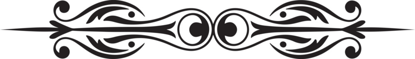 Obraz premium Abstract Black Decorative Element with Interlocking Circles and Elegant Swirls, Modern Graphic Design Ornament