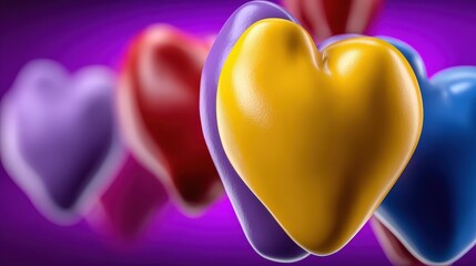 Obraz premium Glossy 3D Hearts for Valentine's Day Romantic Love Background