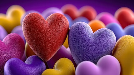 Fototapeta premium Colorful Textured Valentine's Day Hearts for Romantic Love Concept