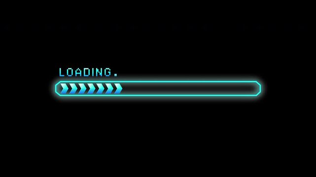 Cyberpunk loading bar with glitch neon, Cyberpunk Retro animation uploading with glitch effect on black background, Cyberpunk Futuristic uploading progress bar with glitch effect, 4k video.