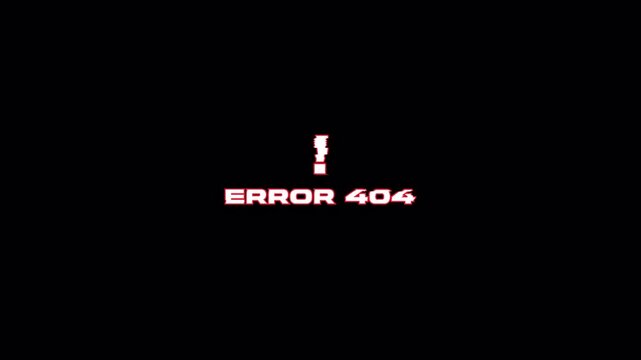 Futuristic Red Glitch Error 404 Text Transparent Animation