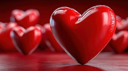 Fototapeta premium Romantic Valentine's Day Red Heart Balloon Background