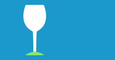 Wine glass shape filling up with colours 4k