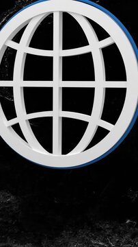 Vertical video: Dim orb appearing at top causing globe dropping expanding focusing to reveal logo