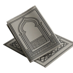 Islamic prayer rugs with geometric patterns isolated on a transparent background