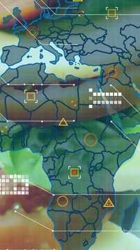 Vertical video: Map overlay emerging from right activating HUD over sandwich stack, tracing origins