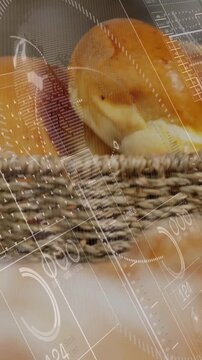 Vertical video: Camera shifting into rolls and bottle, HUD moving, focusing on crust for product