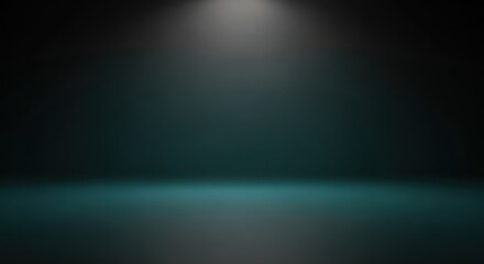 Fototapeta premium Soft gradient spotlight glow on dark teal background minimalist abstract studio lighting effect