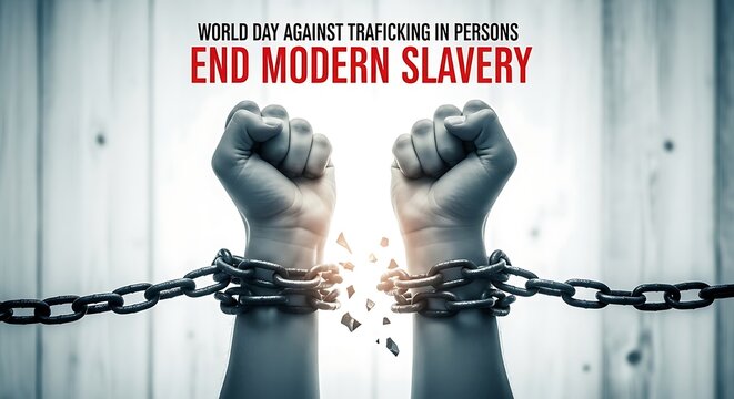 Hands in chains highlight the fight against modern-day slavery and human trafficking