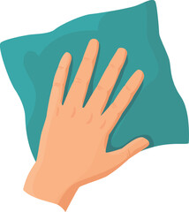Hand wiping surface with a green cleaning rag