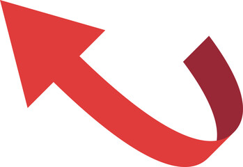 Moving red ribbon arrow indicating upward direction
