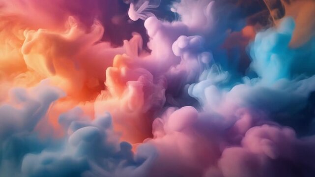 Vibrant colorful clouds with soft pastel hues and abstract shapes.