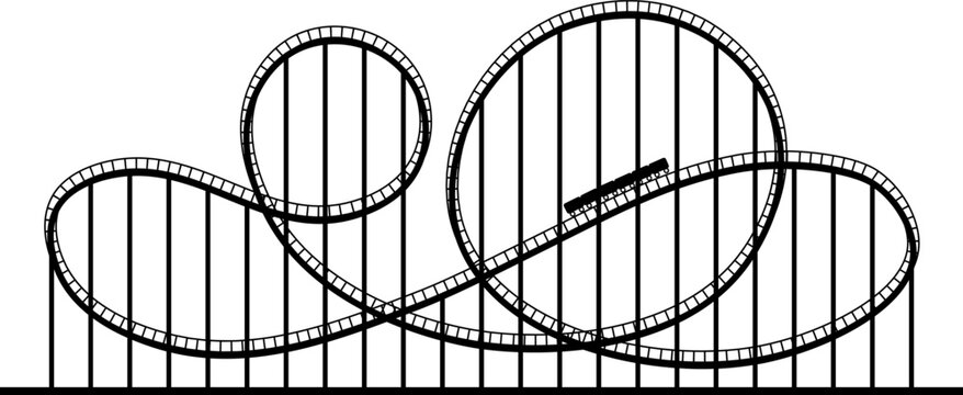 Roller coaster track with a single car climbing