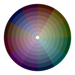 Obraz premium Professionalized darkest wheel. Circularity palettes Vector. Graduated spectrums charts. Comprehensive gradients guidebook.