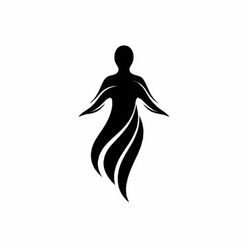 Abstract Human Figure Silhouette with Flowing Garments.