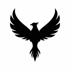 Obraz premium Silhouette of a Majestic Phoenix Bird with Wings Spread Wide.