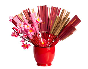 Chinese New Year incense isolated on transparent background