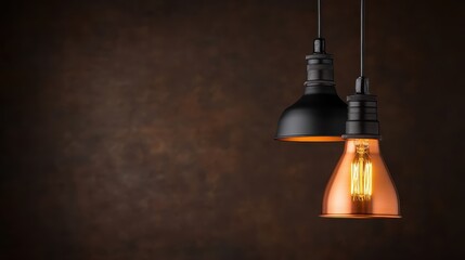 Obraz premium This artistic image features two stylish pendant lights hanging against a textured background, evoking themes of modern design and sophisticated ambiance.