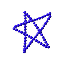 A blue star shape made of small spheres on transparent background