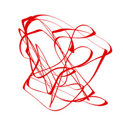 A vibrant red abstract design on a transparent black background on transparent background