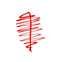 A red scribble on a black background on transparent background
