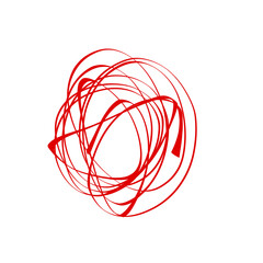 A vibrant red scribble on a transparent black background on transparent background