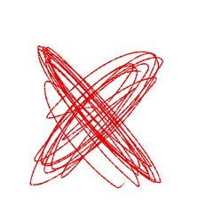 A red scribble design on a black background on transparent background