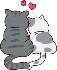 Obraz premium Two cats cuddling with hearts cute valentines couple sticker