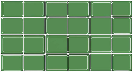 A grid of green rounded rectangles with white borders