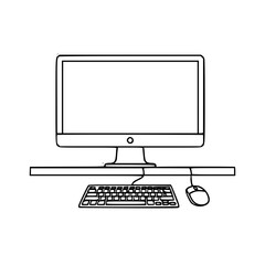 Fototapeta premium Modern Desk Setup Icon – Contemporary Workspace Outline