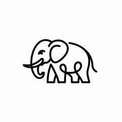 Fototapeta premium Simple black line art elephant illustration on white