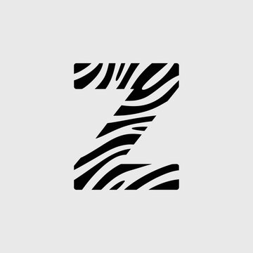 Zebra Stripe Pattern Letter Z Logo - Safari Wildlife Alphabet Concept