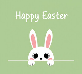 Fototapeta premium A cheerful Easter bunny peeking out with a festive Happy Easter message, perfect for holiday greetings and celebrations.