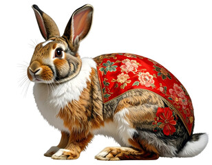 Chinese zodiac rabbit isolated on transparent background