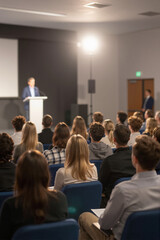 Obraz premium Audience at modern business conference in auditorium
