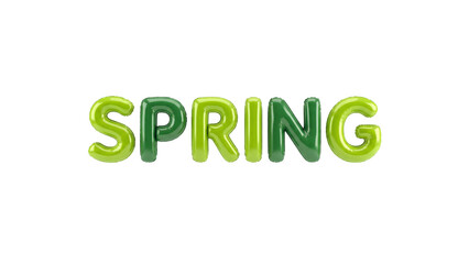 Fototapeta premium Green Spring Balloon Text Isolated on Transparent Background, Seasonal Nature Typography Design for Spring Advertising, Poster, Banner, Promotion and Creative Graphic. PNG 