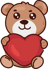Cute teddy bear hugging big red heart valentines love sticker