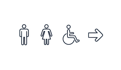 Diverse Restroom Signs with Arrow Direction Vector Illustration © Neoviz Studio
