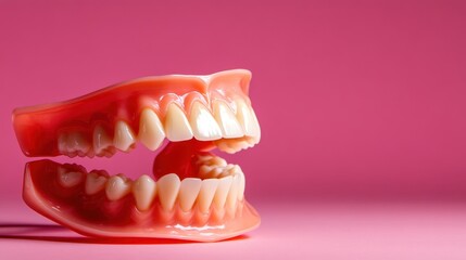 Obraz premium Featuring a detailed dental model, this image demonstrates the importance of oral hygiene and education, showcasing realistic teeth for instructional purposes.