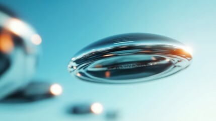 This mesmerizing image features a metallic ring floating gracefully in a vibrant blue space, symbolizing innovation and modernity, inviting viewers to dream of the future.