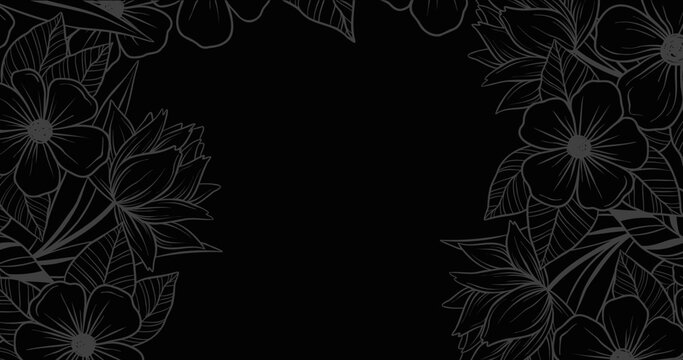 Black background with flower frame